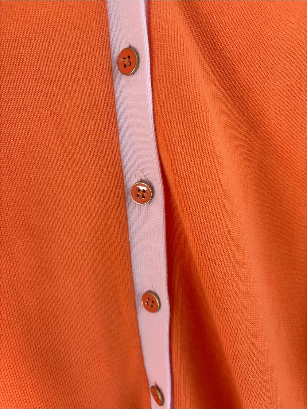 Talbots Orange Cardigan with Pink Trim V-Neck Button Sweater - Picture 5 of 6